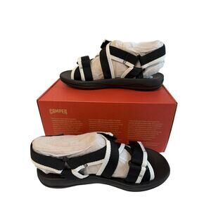 Camper Match Strap Womens Sandals Black White Summer Size 38 US 7.5 NEW in BOX